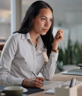 Graphic of a business man looking to the future and scaling his business successfully.